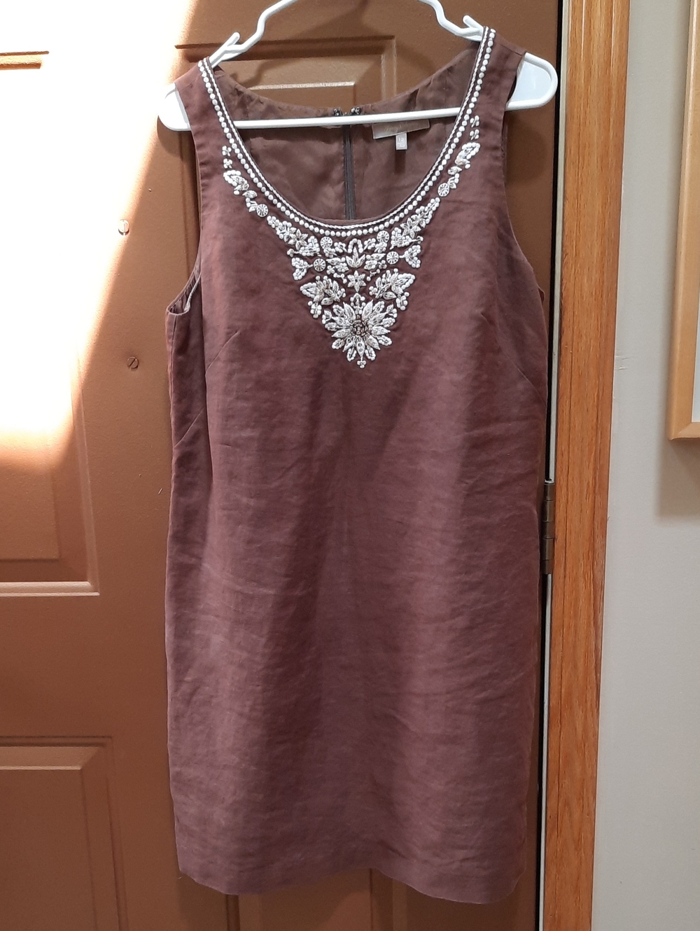 Tommy Bahama Brown Midi Dress with Beaded Neckline